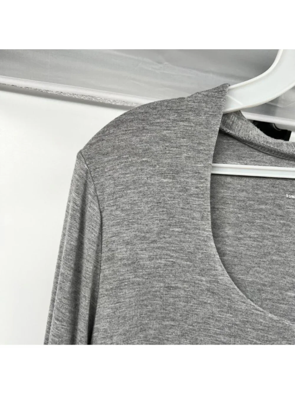GRACE Womens Scoop Neck Top Gray 3/4 Sleeve Size XL